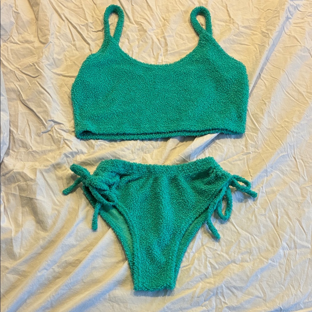 Playboy Teal Textured Bikini Set